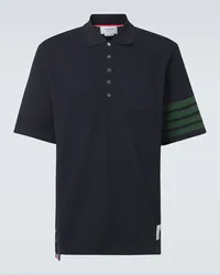 Thom Browne Polo 4-Bar in piqué di cotone Blu