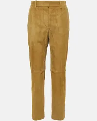 Joseph Pantaloni cropped Coleman in suede Beige