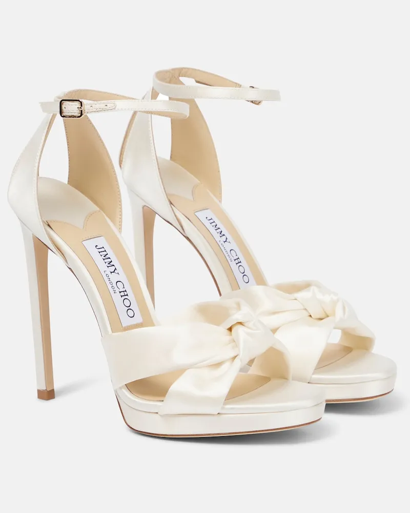 Jimmy Choo Sandali Rosie 120 in raso Bianco