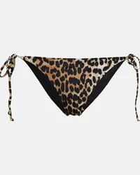 Ganni Slip bikini con stampa leopardata Marrone