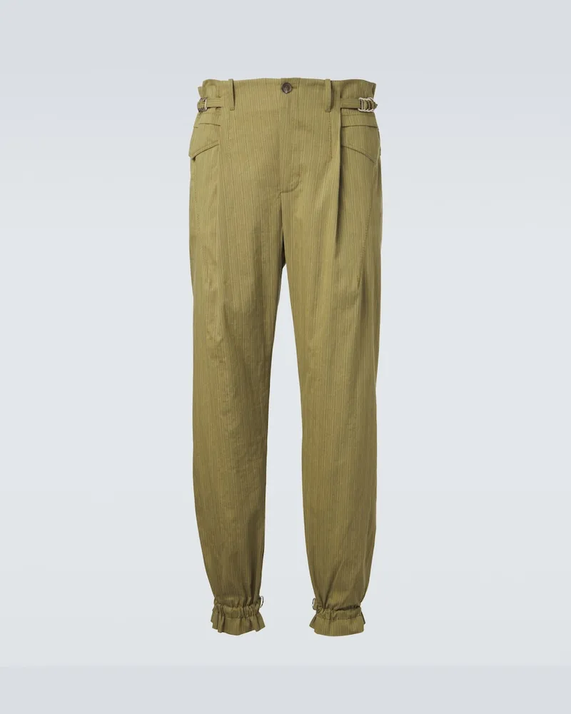 KIKO KOSTADINOV Pantaloni tapered Egreta in misto cotone a righe Verde