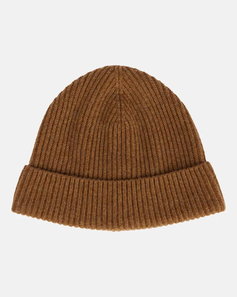 Loro Piana Berretto in maglia di cashmere a coste Marrone
