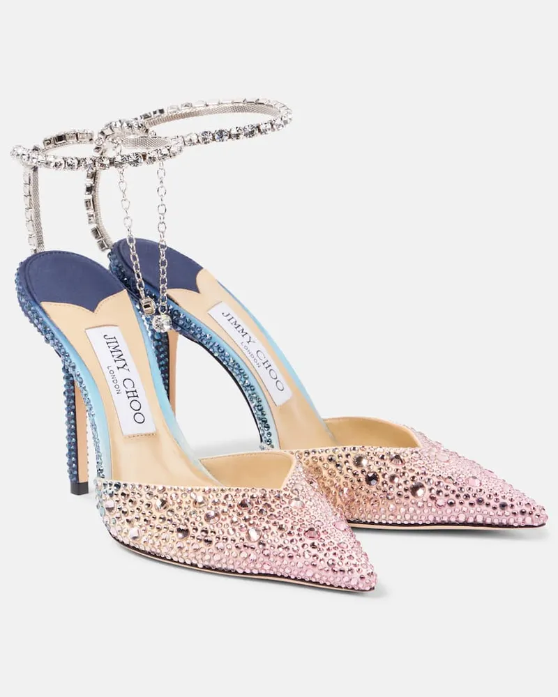 Jimmy Choo Pumps Saeda 100 in raso con cristalli Arancione