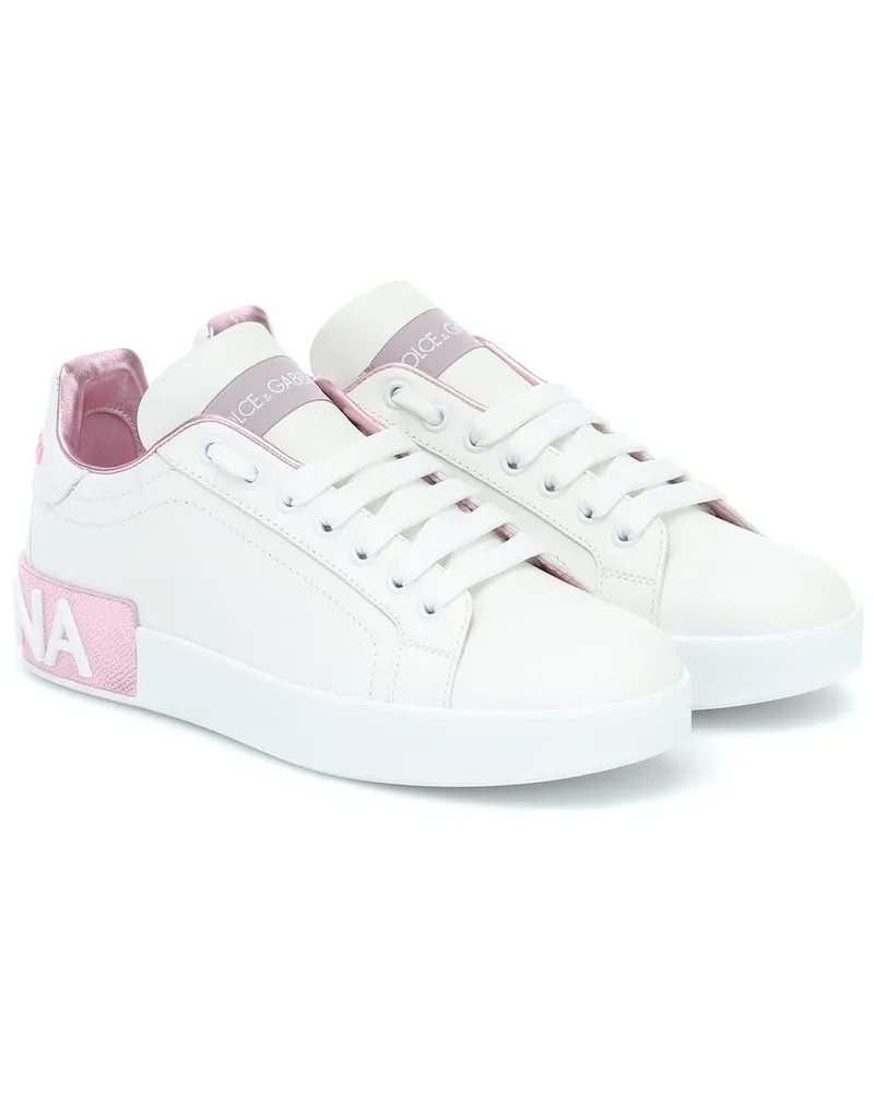 Dolce & Gabbana Sneakers Portofino in pelle con logo Bianco