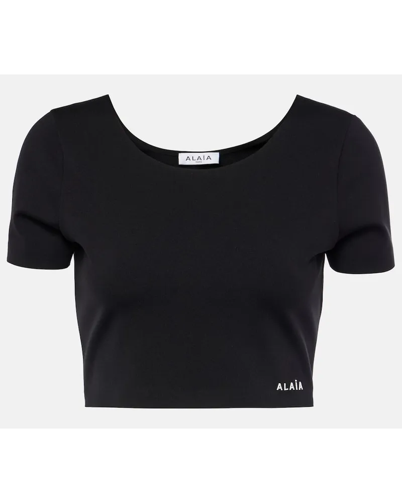 Alaïa AlaÃ¯a Top cropped con logo Nero