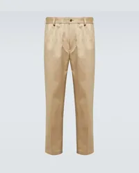 Junya Watanabe Pantaloni regular in gabardine di cotone Beige