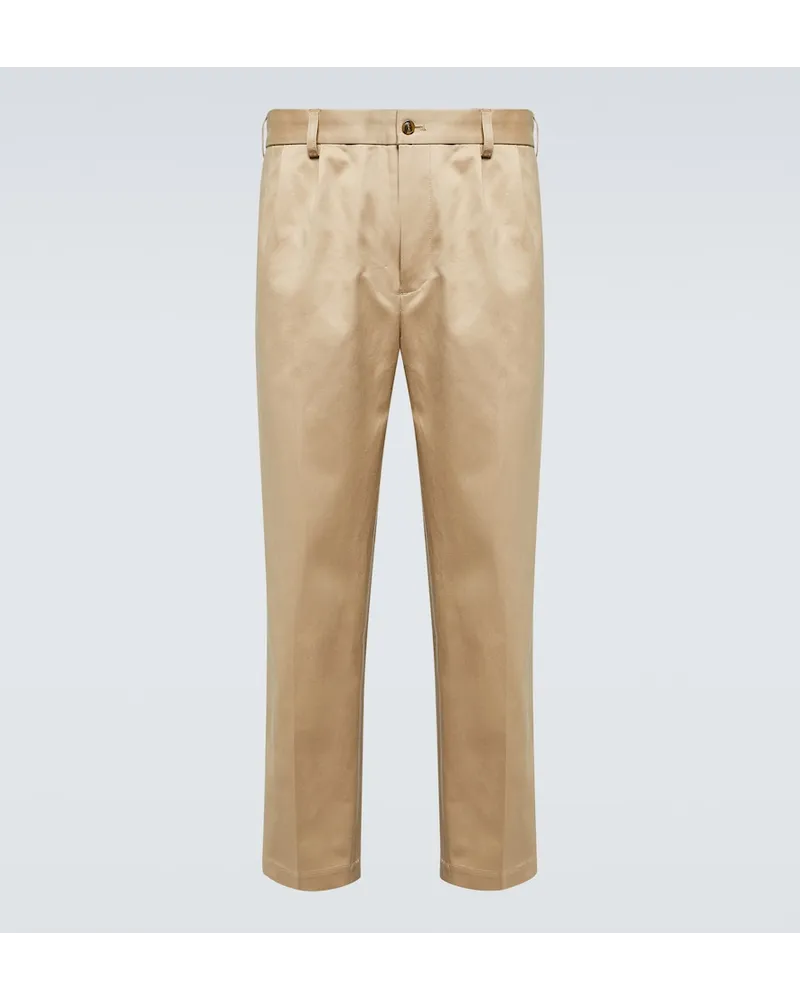 Junya Watanabe Pantaloni regular in gabardine di cotone Beige