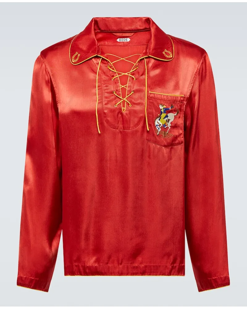 BODE Camicia Bronco con ricamo Rosso