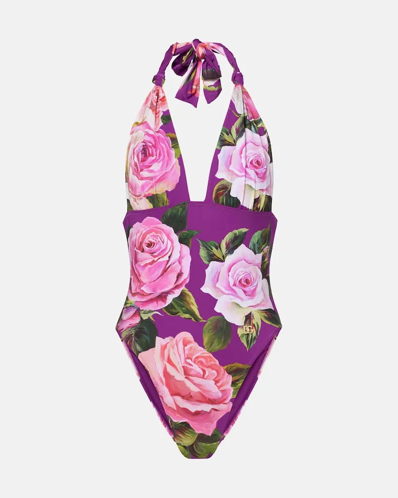 Dolce & Gabbana Costume intero con stampa floreale Viola