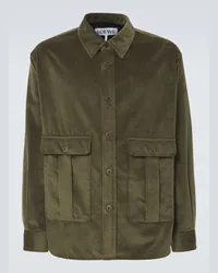 Loewe Giacca camicia in velluto di cotone e cashmere Verde