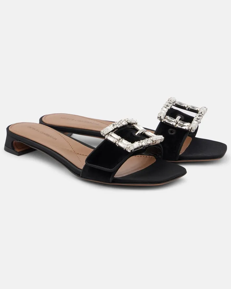 Dolce & Gabbana Sandali in velluto con cristalli Nero