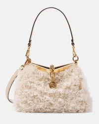 Etro Borsa a spalla Vela in shearling Beige