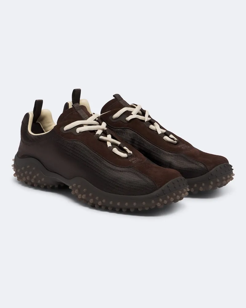 Miu Miu Sneakers Bubble con suede Marrone