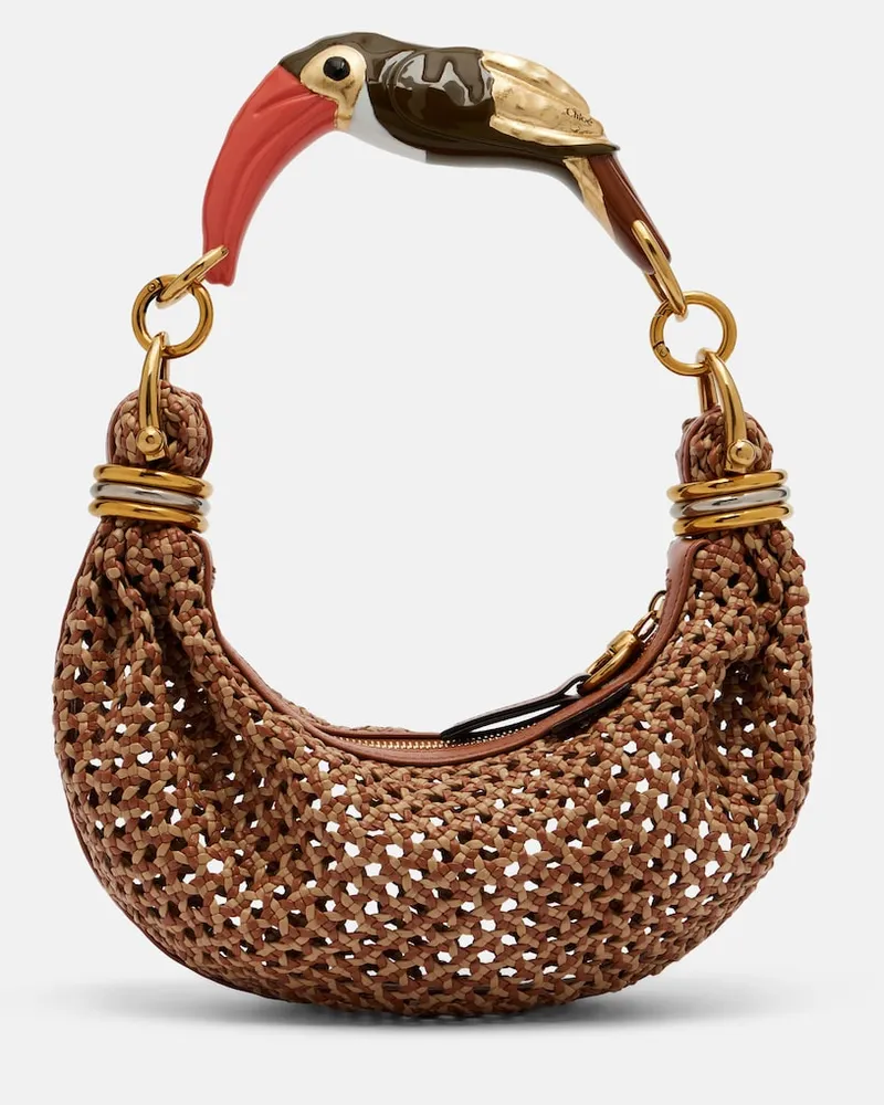 Chloé ChloÃ© Borsa a spalla Bracelet Small in pelle intrecciata Marrone