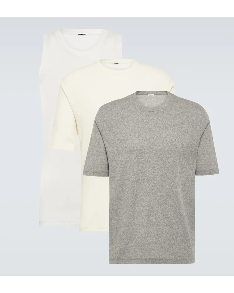 Jil Sander Set di 3 top in jersey di cotone Neutro