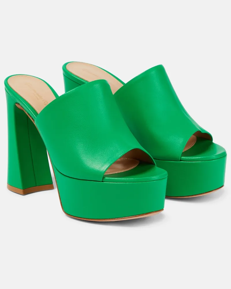 Gianvito Rossi Sandali Cannes in pelle con cristalli Verde