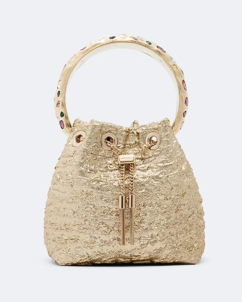 Jimmy Choo Borsa a secchiello Bon Bon Small in Lurex Oro