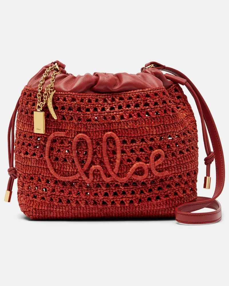 Chloé Chloé Borsa a spalla Summer Banana Mini in rafia Rosso