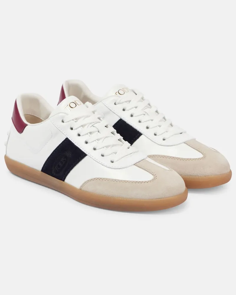 TOD'S Sneakers Cassetta in pelle con suede Bianco