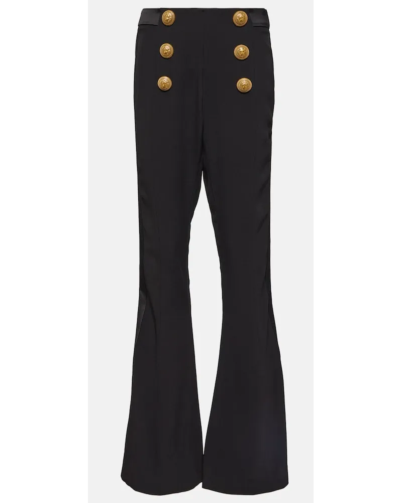 Balmain Pantaloni flared a vita bassa Nero