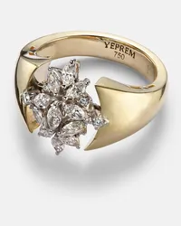 YEPREM Anello Golden Strada in oro 18kt con diamanti Oro