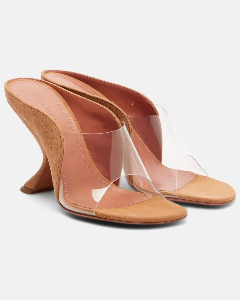 Amina Muaddi Mules Mackenzie in PVC e suede Marrone