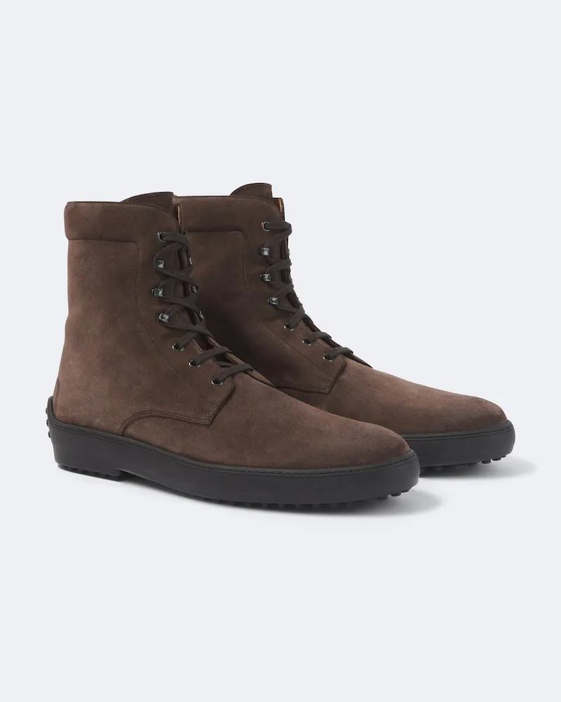 TOD'S Stivali stringati in suede Marrone