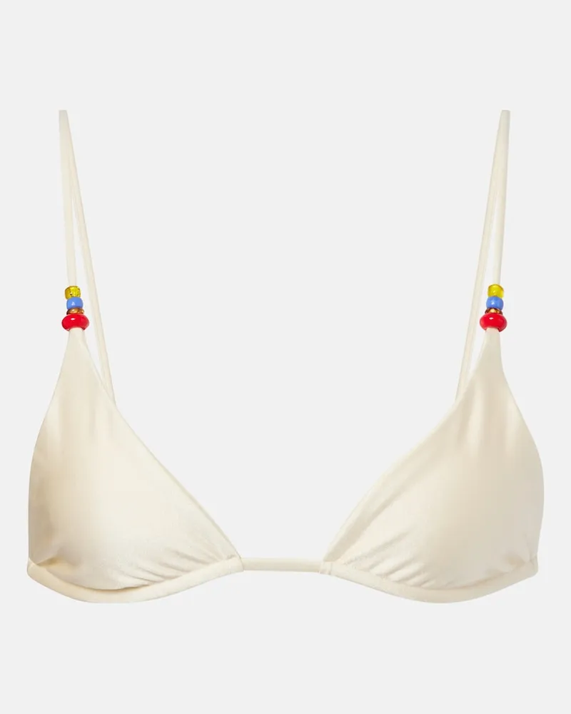 JADE SWIM Top bikini Via con perline Bianco