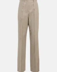 Fendi Pantaloni a gamba dritta in misto lana Beige