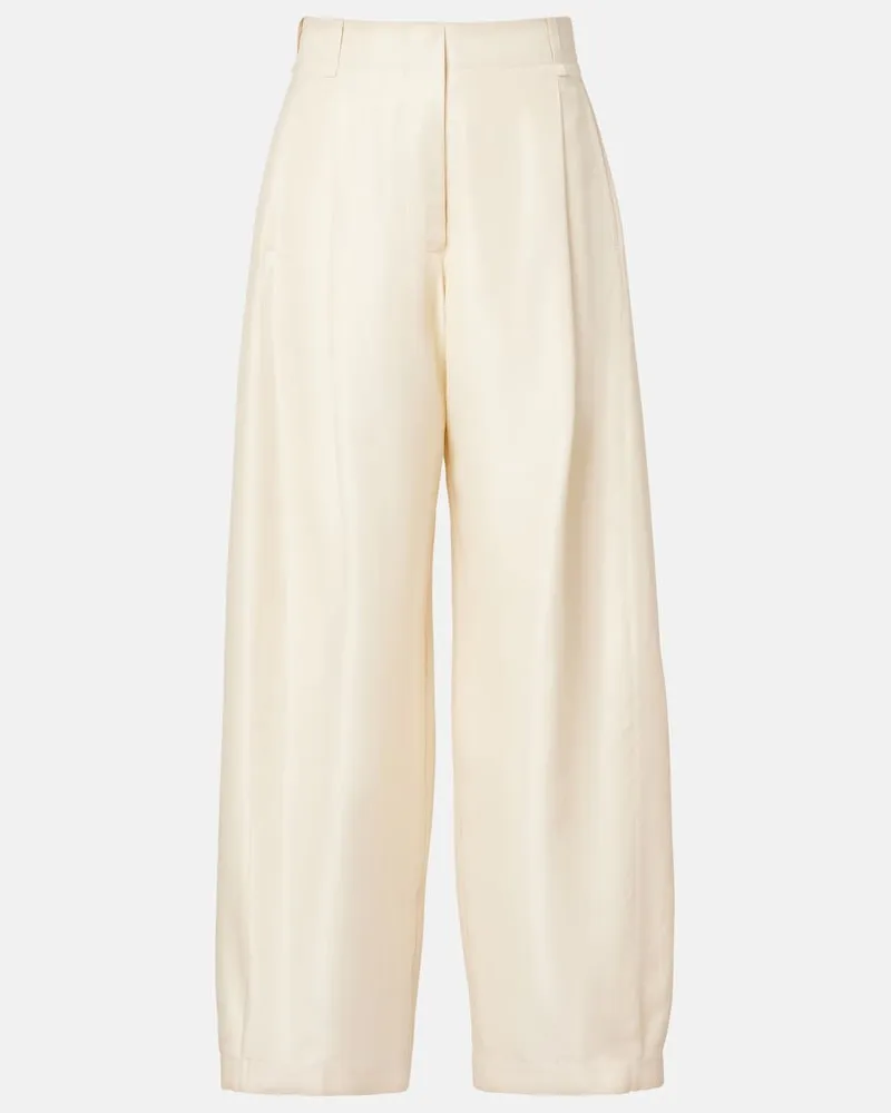The Row Pantaloni Kolina in seta a gamba larga Bianco