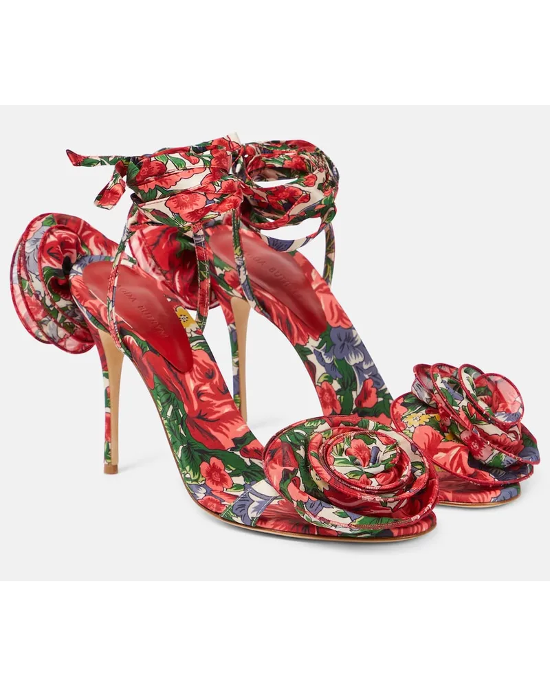Magda Butrym Sandali slingback in raso con stampa Rosso