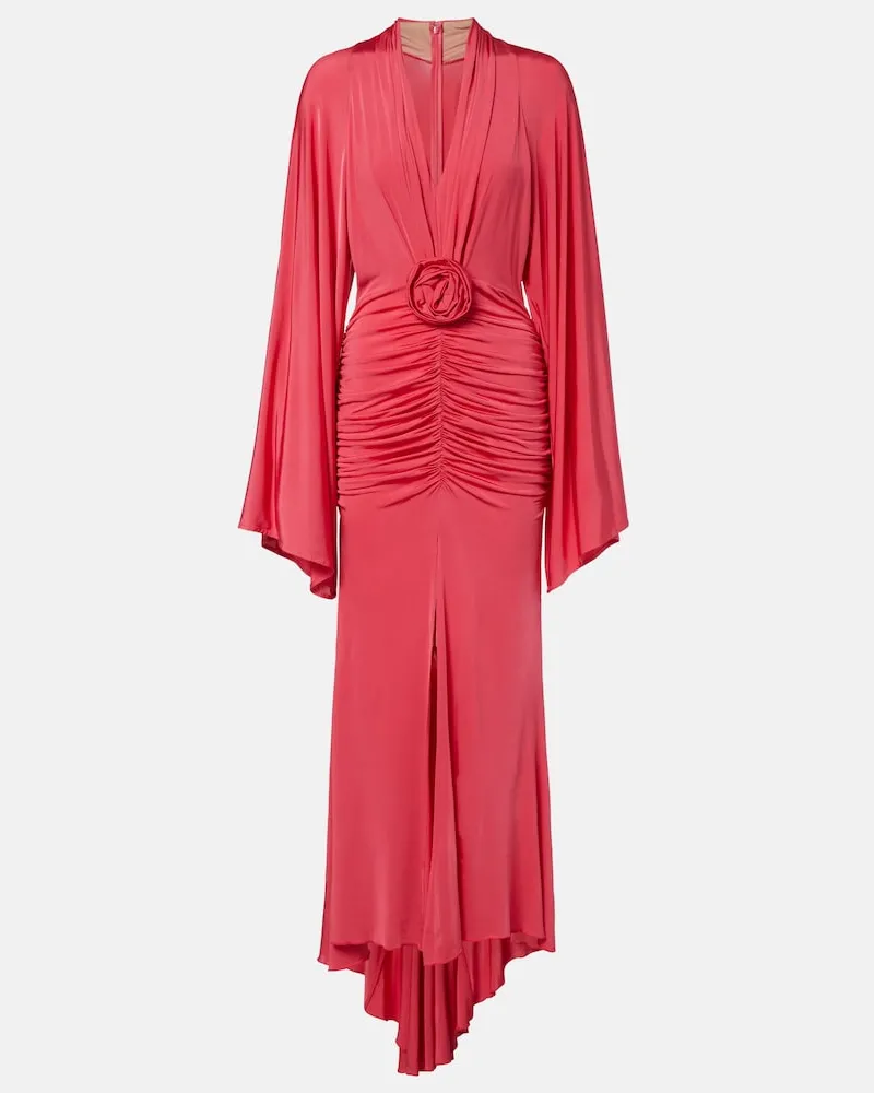 Blumarine Abito lungo con applicazioni floreali Viola