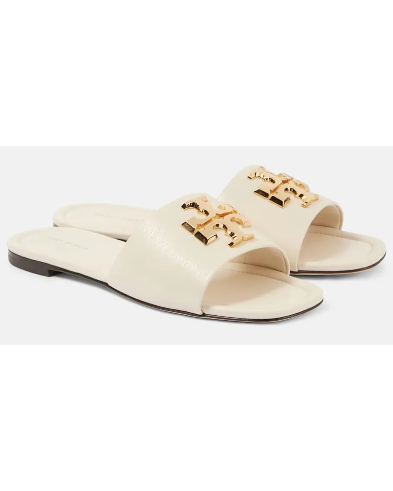 Tory Burch Sandali Eleanor T Monogram in pelle Bianco