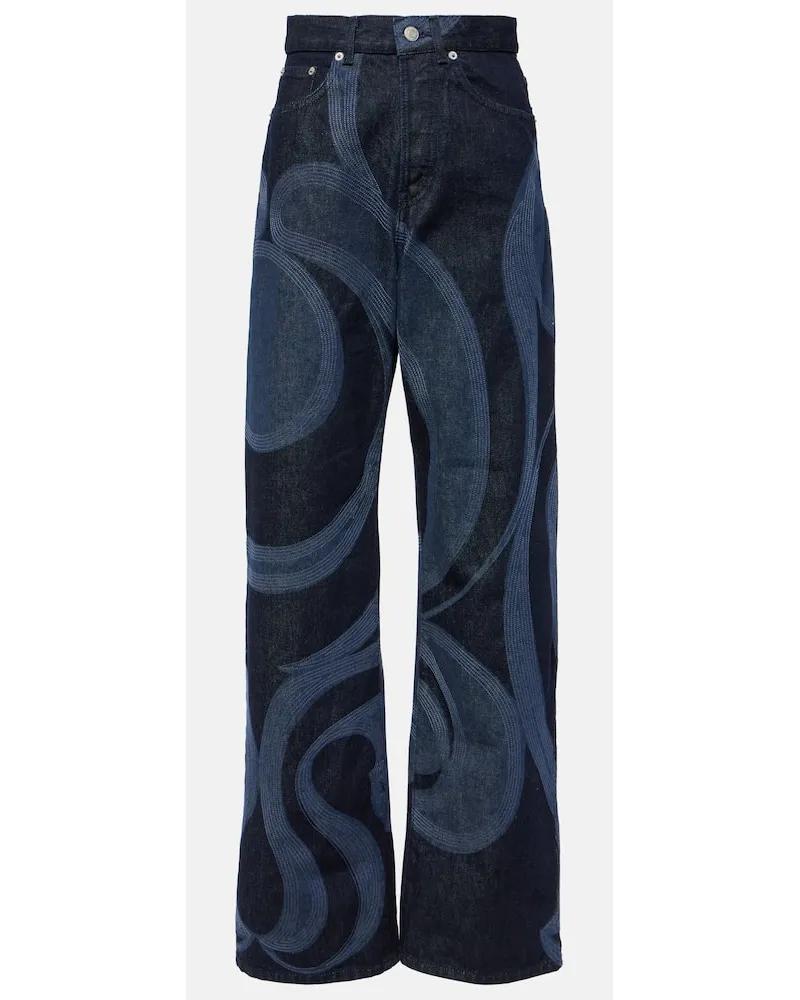Dries van Noten Jeans regular con stampa Blu
