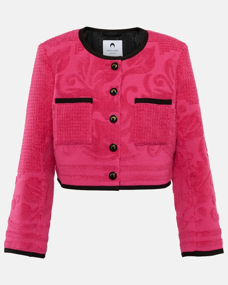 Marine Serre Giacca cropped in cotone Rosa