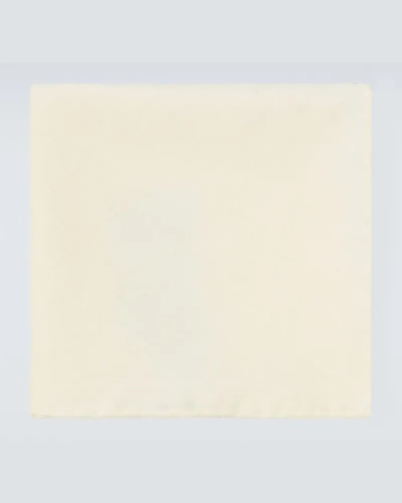 Gucci Fazzoletto da taschino in cotone e seta GG Bianco