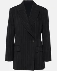 Brunello Cucinelli Blazer gessato in lana e cotone Nero