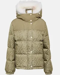 Yves Salomon Piumino con shearling e logo Multicolore