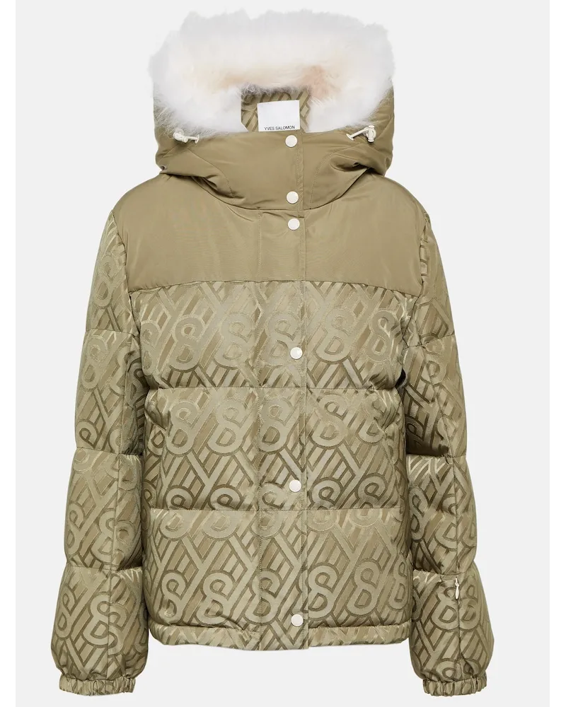 Yves Salomon Piumino con shearling e logo Multicolore