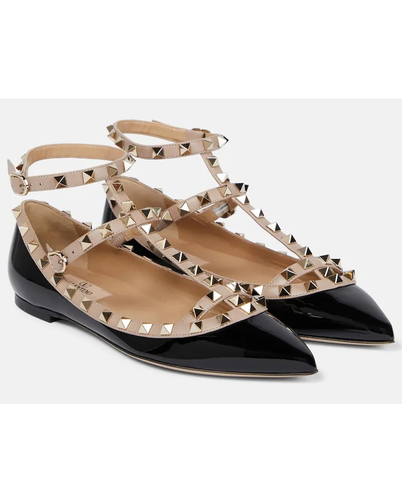 Valentino Garavani Ballerine Rockstud in pelle Nero
