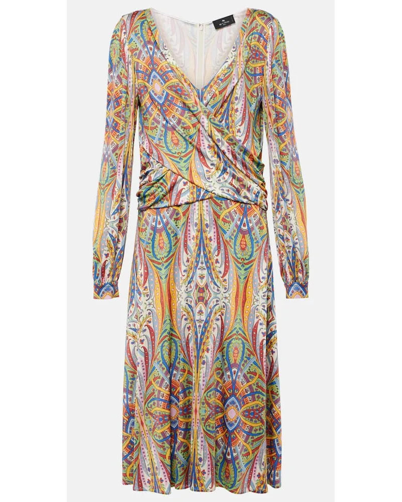 Etro Abito midi in jersey con stampa Multicolore