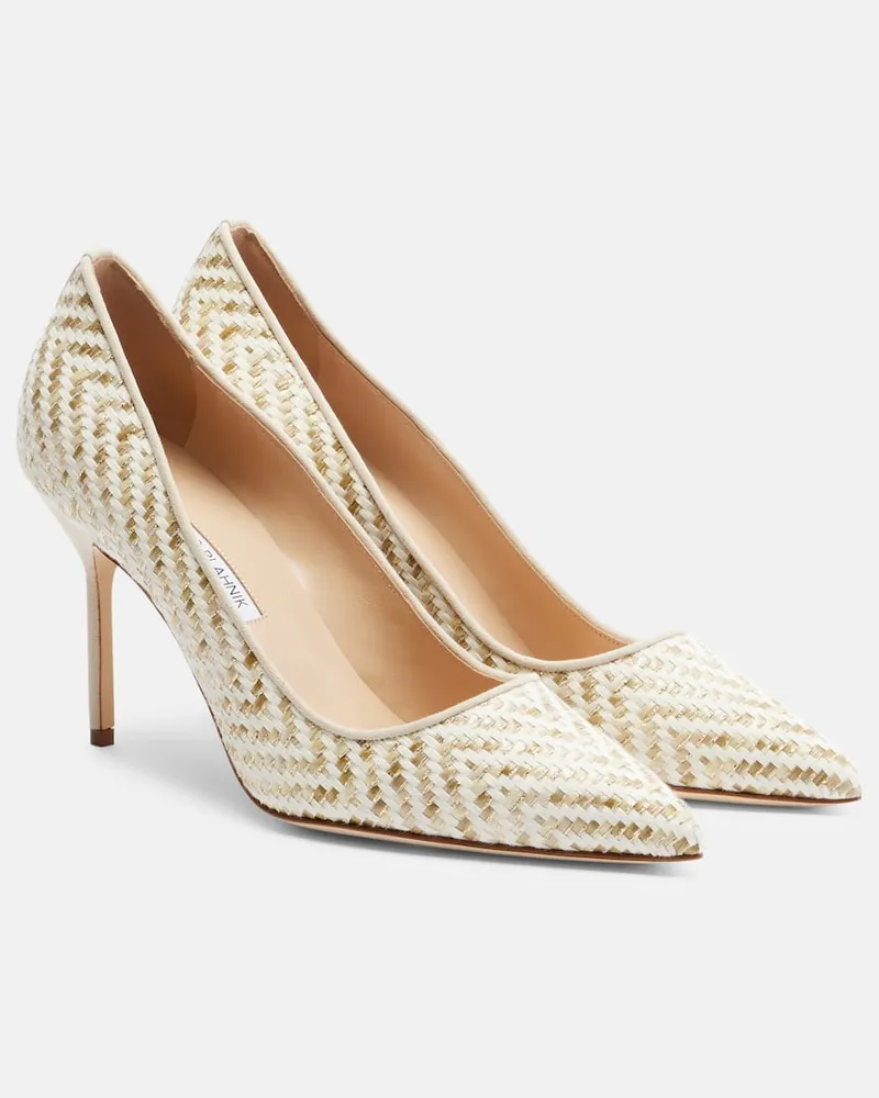 Manolo Blahnik Pumps BB effetto rafia Beige