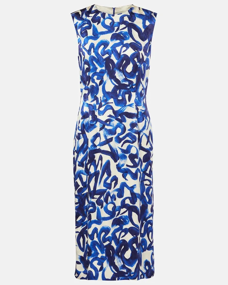 Dries van Noten Abito midi con stampa Blu