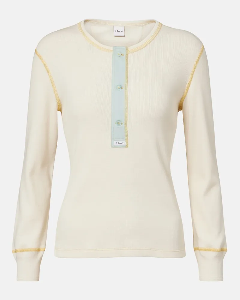 Chloé Chloé Top in jersey di cotone a coste Bianco