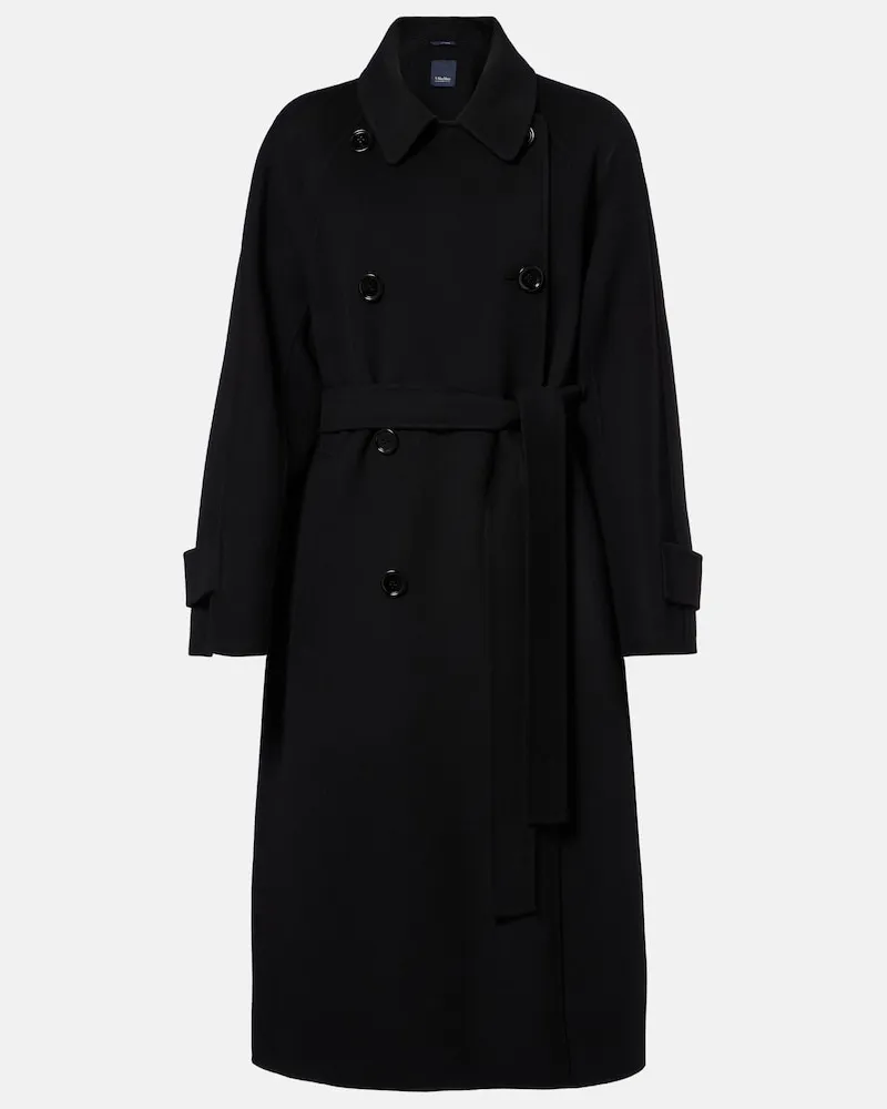 Max Mara Cappotto doppiopetto in lana vergine Nero