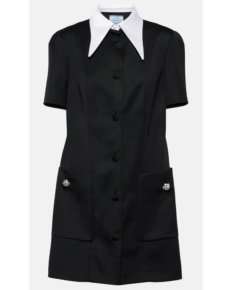 Prada Miniabito in lana con cristalli Nero