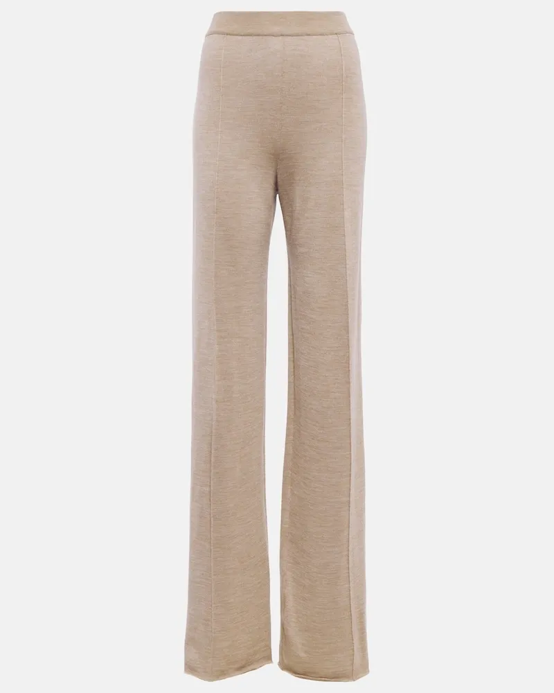 The Row Pantaloni Egle in maglia a vita alta Beige