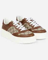 Gucci Sneakers in canvas GG Supreme con pelle Marrone