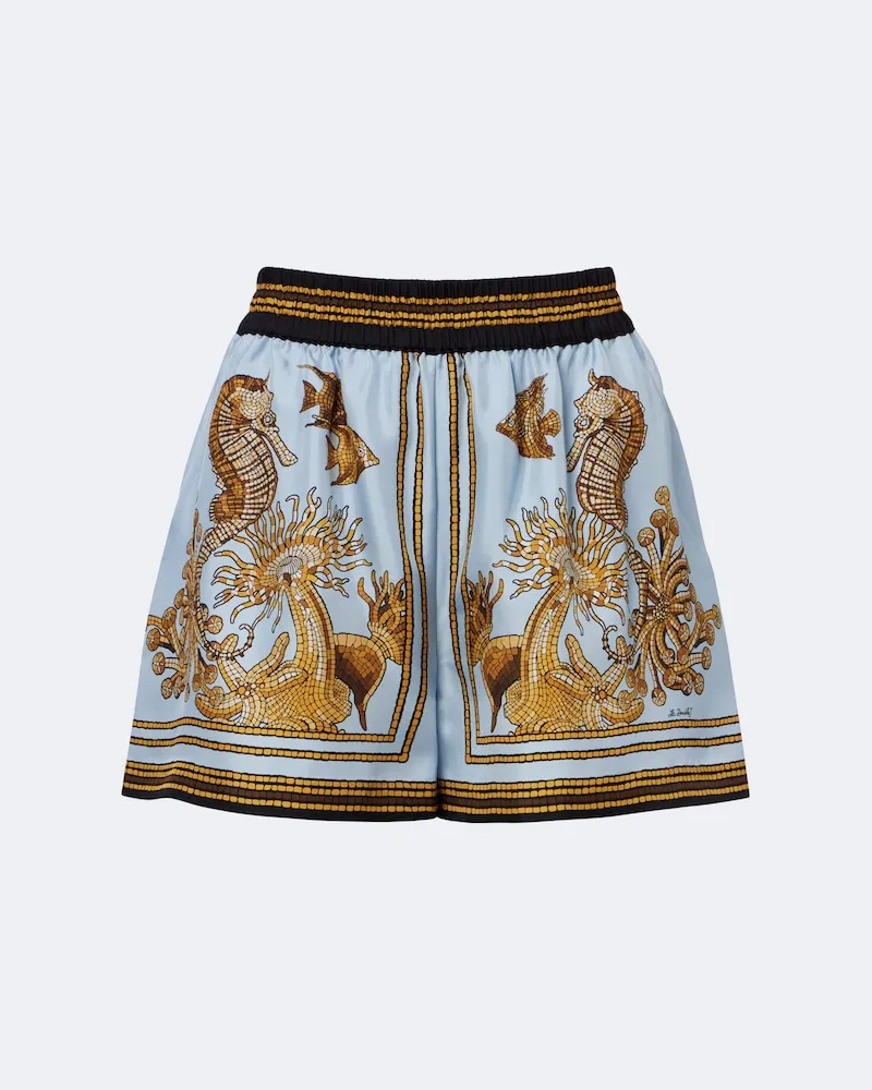La DoubleJ Shorts Pull-Up in seta con stampa Multicolore