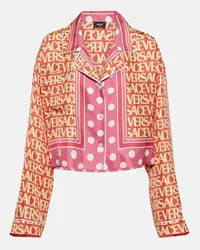 Versace Camicia cropped in seta Rosa